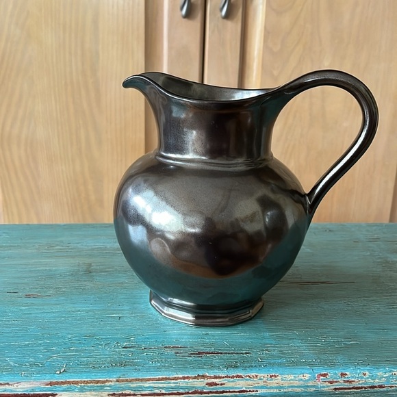 Juliska Pewter Glaze Stoneware Handled Pitcher Jug Vase - Picture 2 of 8